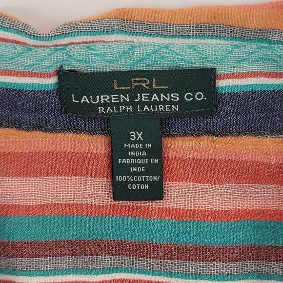 LRL Lauren Jeans‎ Co. Ralph Lauren XXXL Multicolor Striped Cotton Button Down - Picture 2 of 6